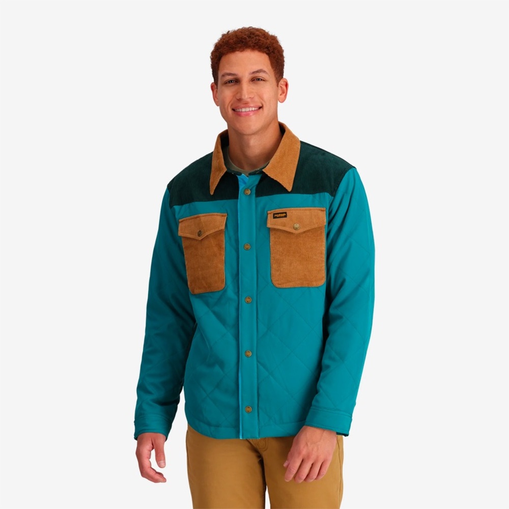 NEW! YoColorado Stratus XL Snap Teal Tan Insulated Quilted Shirt Jacket Shacket